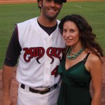 PHOTO CAPTION: Country artist Marthia Sides with Mike Constanzo from the Carolina Mud Cats at the Huntsville Stars game on July 12. PHOTO CREDIT: Ken Shelton