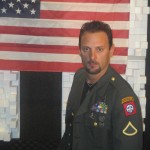 PHOTO CAPTION: Coldwater Canyon Band frontman Howie Vaughn proudly sporting his own military jacket during the filming of the band’s next video for the military tribute, “Peace Of Mind”.