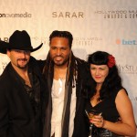 Coldwater Canyon Band frontman Howie Vaughn mingling with singer-songwriter Sharif Iman and rockabilly sensation Karling on the Red Carpet at the Hollywood Music In Media Awards on November 18 at The Highlands located in the Kodak Theater Complex/Hollywood & Highland Center.