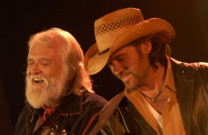 Left to Right: Rock Legend Ronnie Hawkins and Country Singer Billy Ray Cyrus during the filming for Doc's 9th episode 'Leader of the Band'