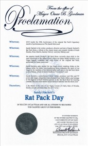 Official Proclamation Document, "Sandy Hackett's Rat Pack Day"